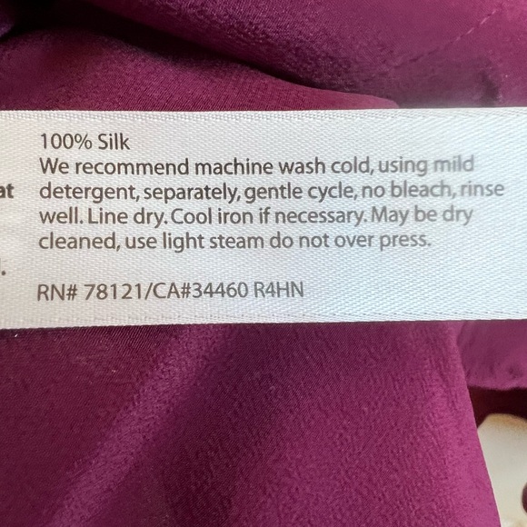 Eileen Fisher Mandarin Collar Silk Crepe Tunic Eggplant L - Picture 4 of 4